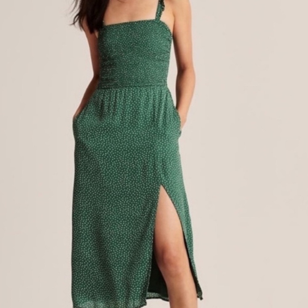 Green Polka Dot Midi Dress